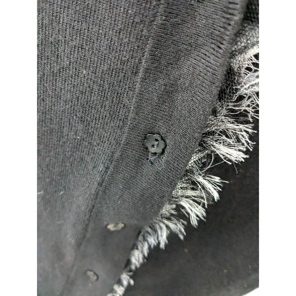 RED Brand Sweater Women's 2X Black V Neck Cardigan 3D Flowers Leopard Chiffon